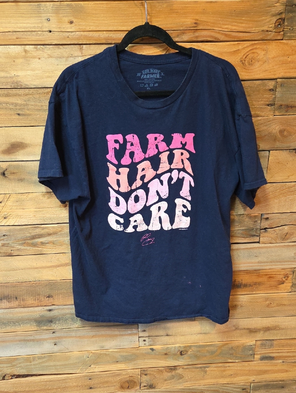 Farmer Brand Navy 'Farm Hair Don't Care' Graphic Tee